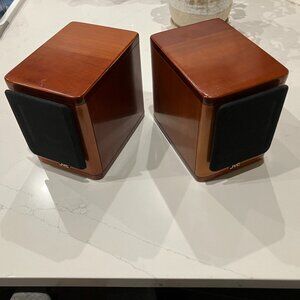 JVC Cherry Wood Tabletop Speakers Set of 2